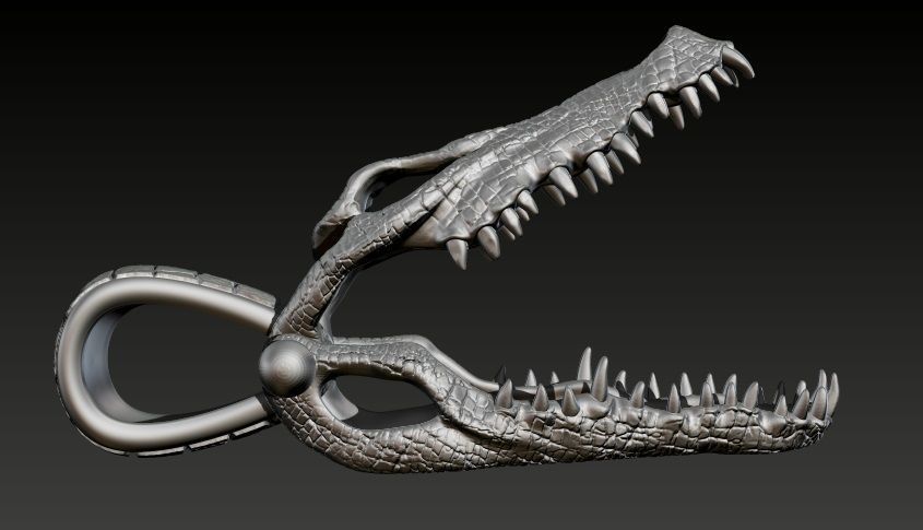 Crocodile skull pendant 3d model 3D print model_3