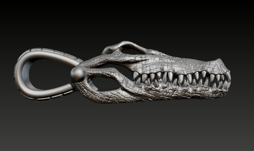 Crocodile skull pendant 3d model 3D print model_2