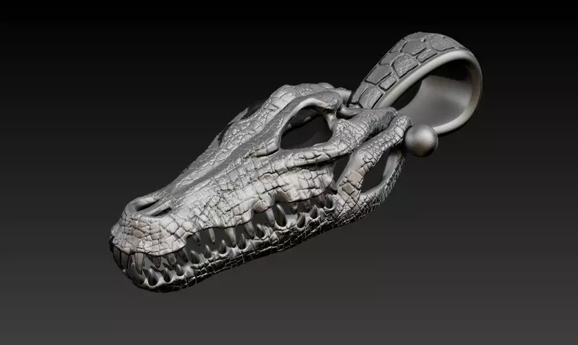 Crocodile skull pendant 3d model 3D print model_0