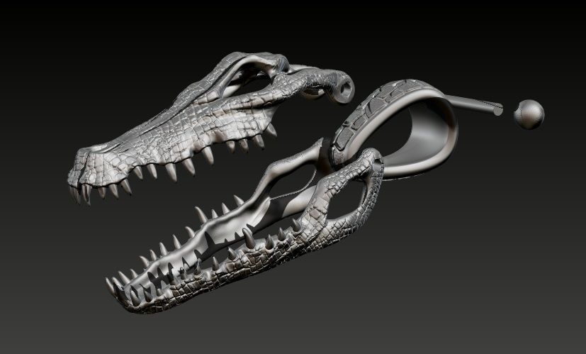 Crocodile skull pendant 3d model 3D print model_5