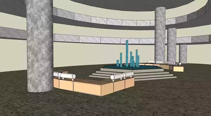 Stone Pavilion Low-poly 3D model