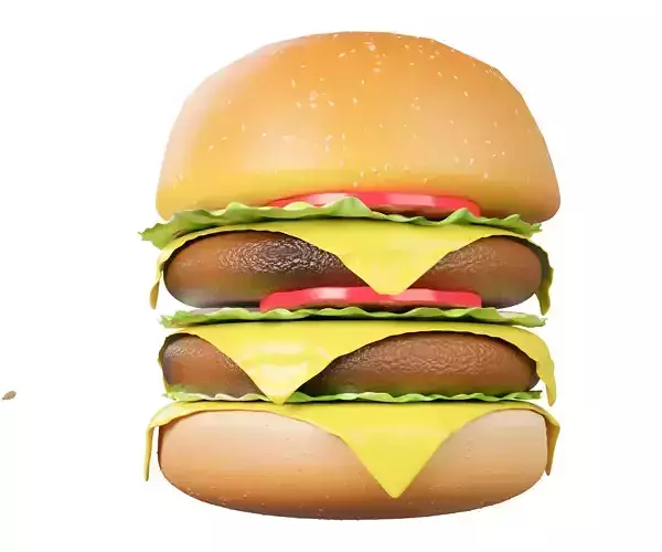 Making a 3D hamburger with vegetables in a blender Low-poly 3D model
