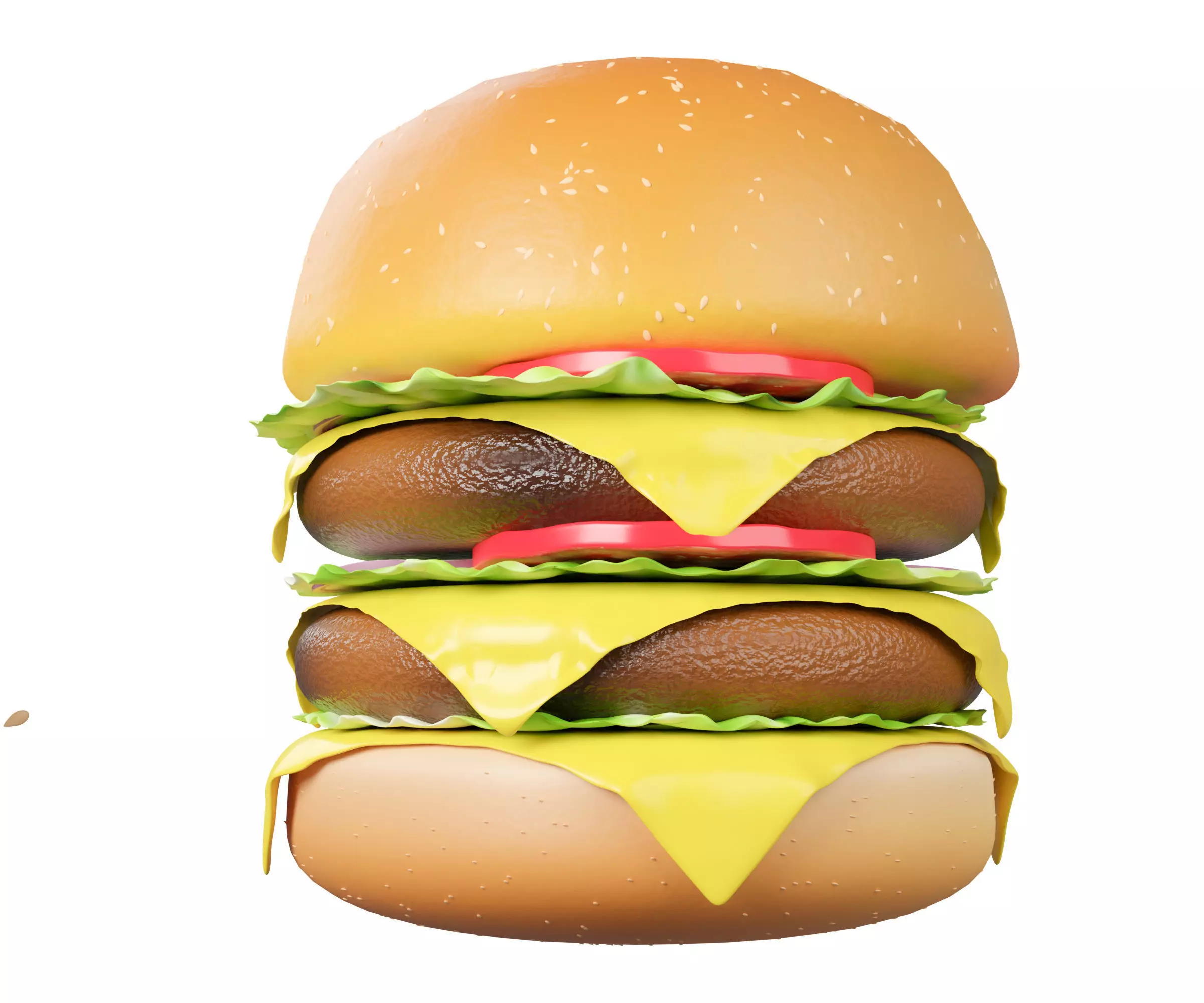 Making a 3D hamburger with vegetables in a blender Low-poly 3D model_0
