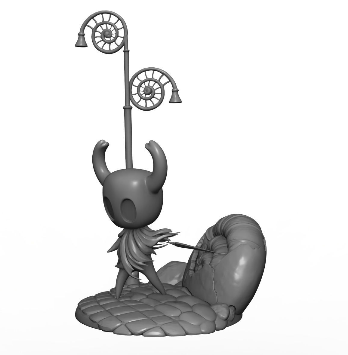 Hollow Knight statue with display Base 3D print model_4