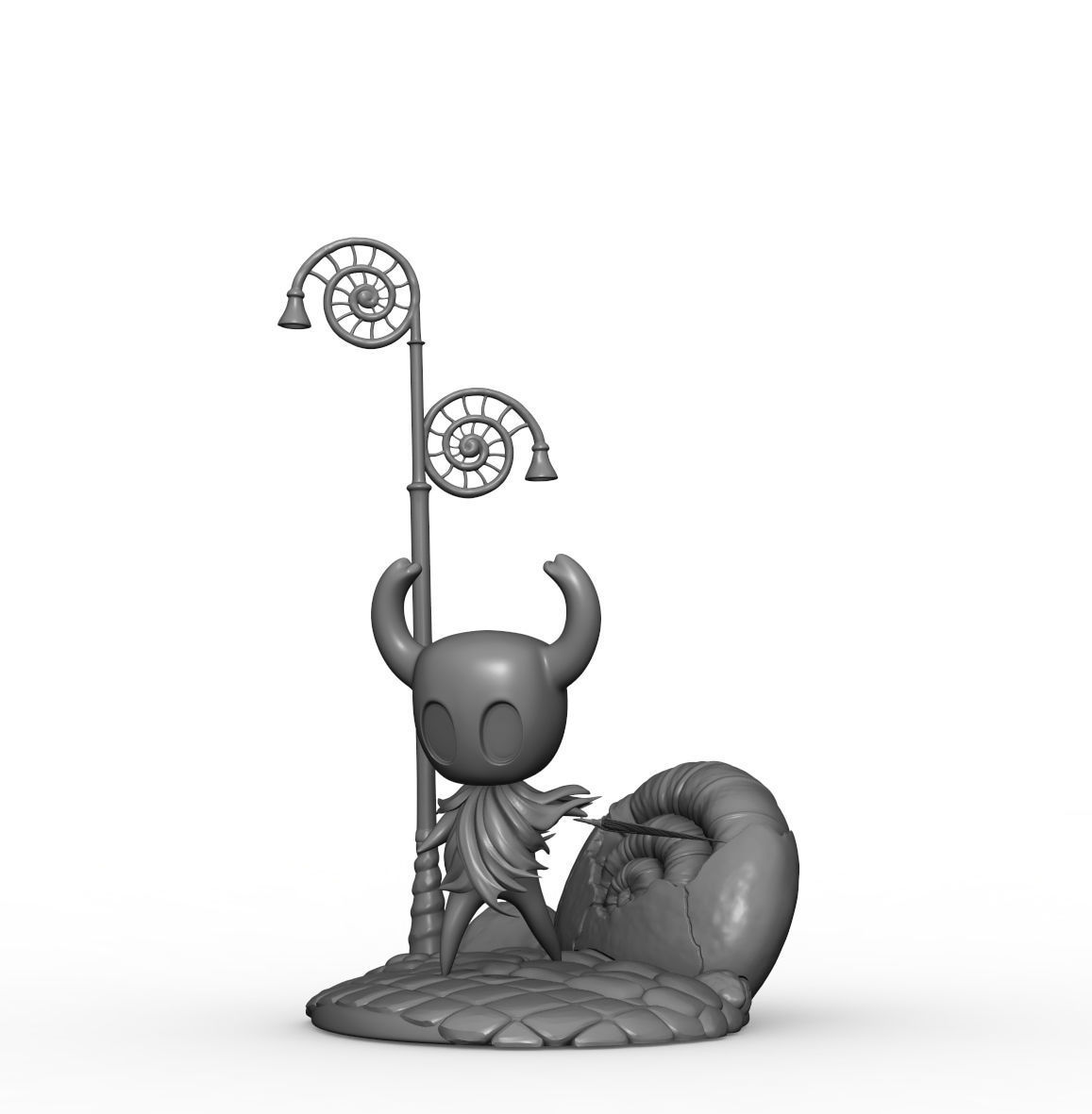 Hollow Knight statue with display Base 3D print model_2