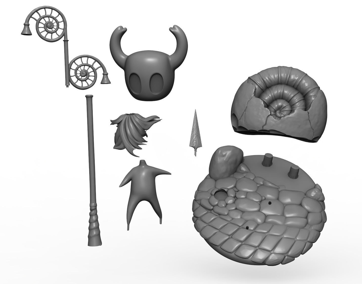 Hollow Knight statue with display Base 3D print model_5