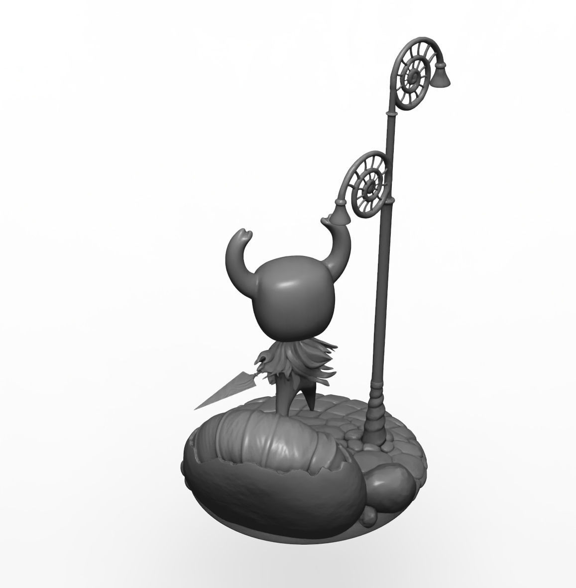 Hollow Knight statue with display Base 3D print model_3