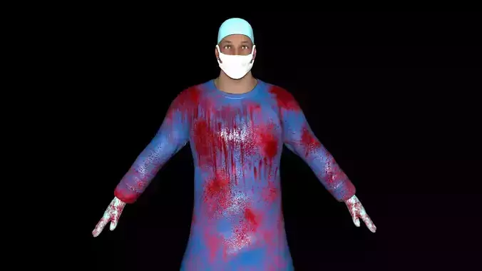 Surgeon person in coat Low-poly 3D model