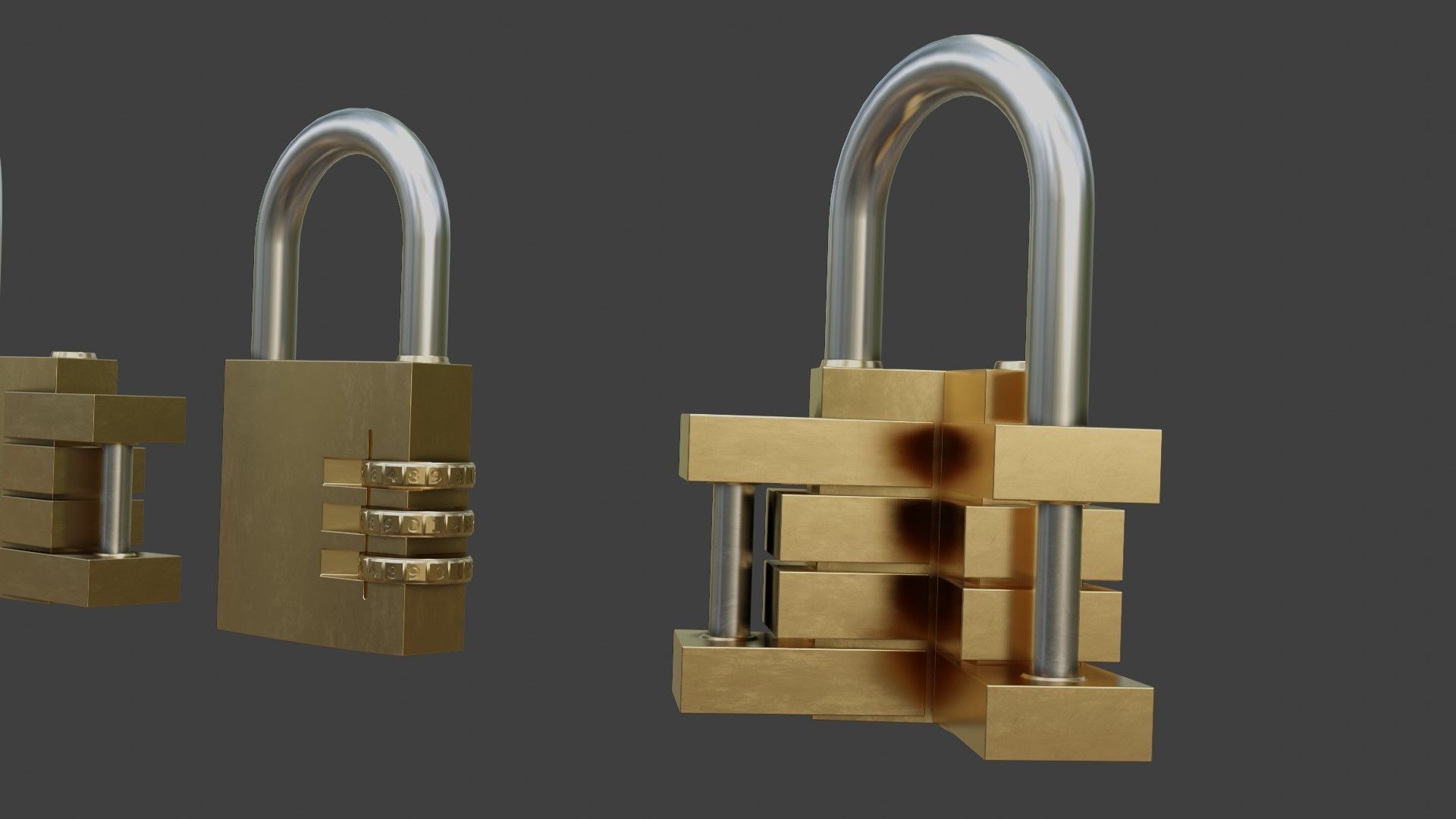 well modeled padlocks 3D model_2