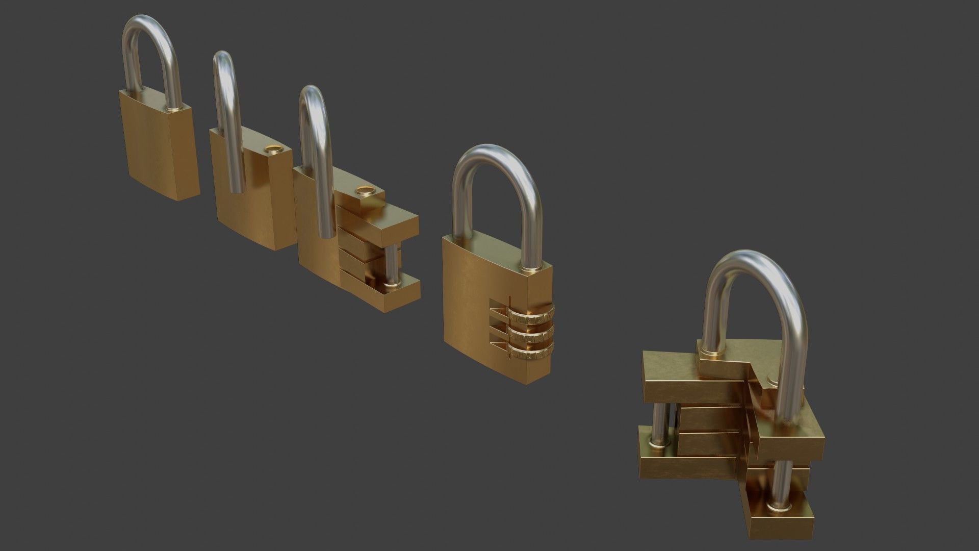 well modeled padlocks 3D model_1
