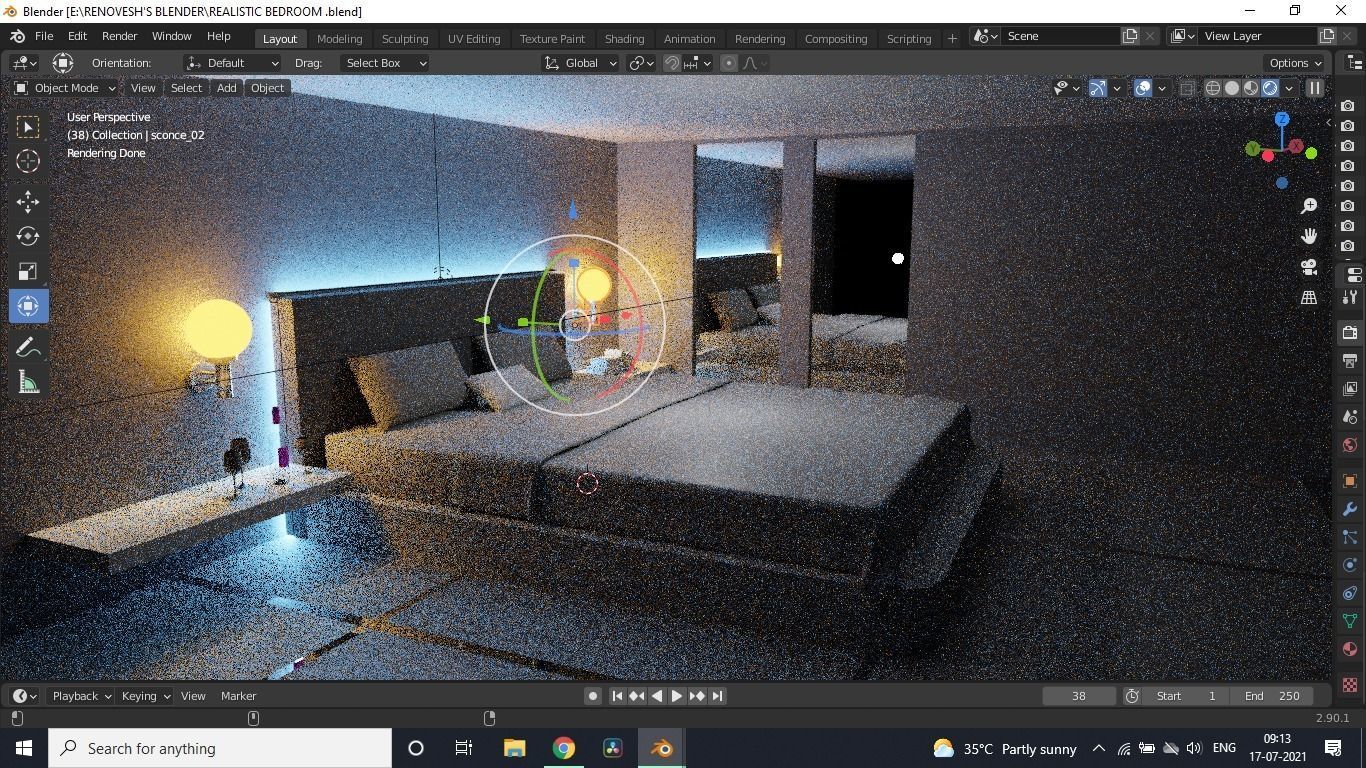 REALISTIC BEDROOM RENDER modern lighting ideas 3D model_2