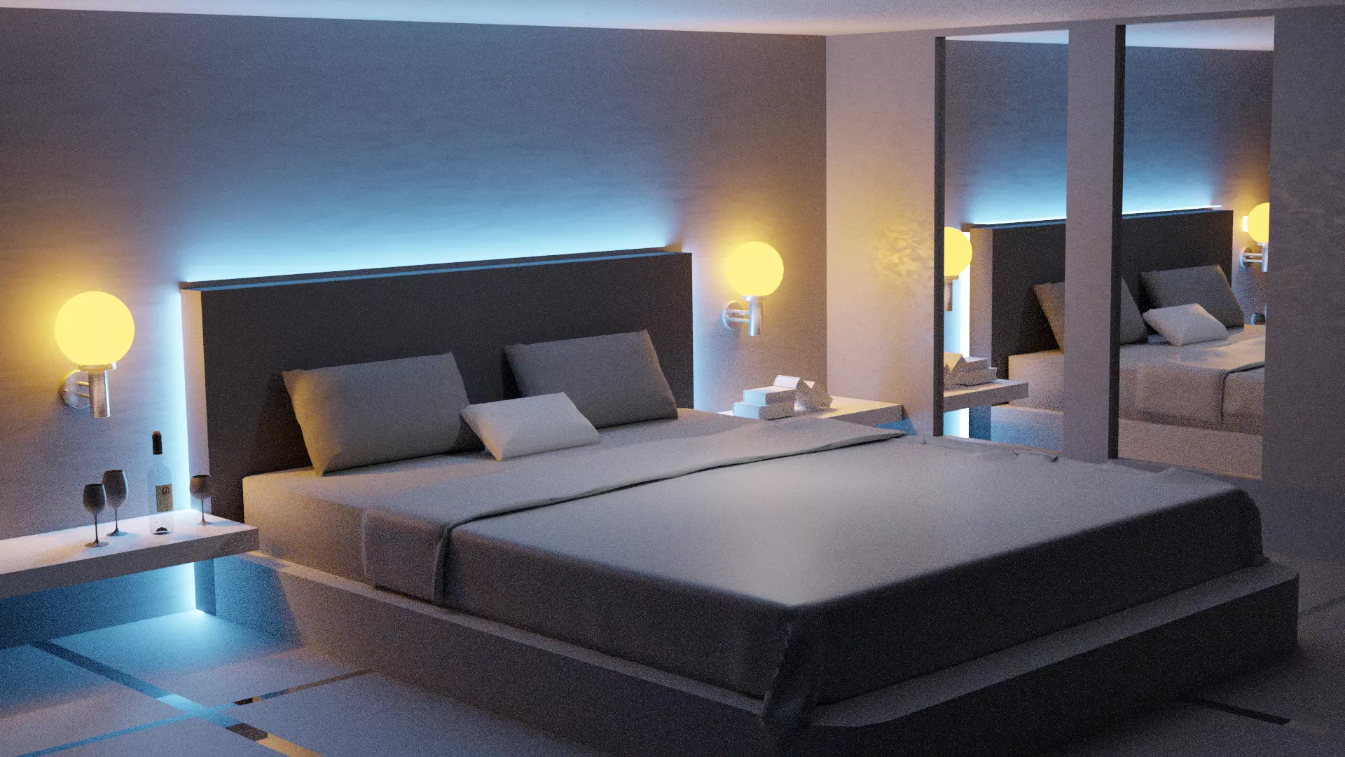 REALISTIC BEDROOM RENDER modern lighting ideas 3D model_0