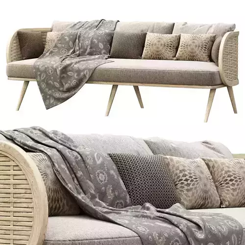 Victoria wooden rattan three-seater sofa FD50 