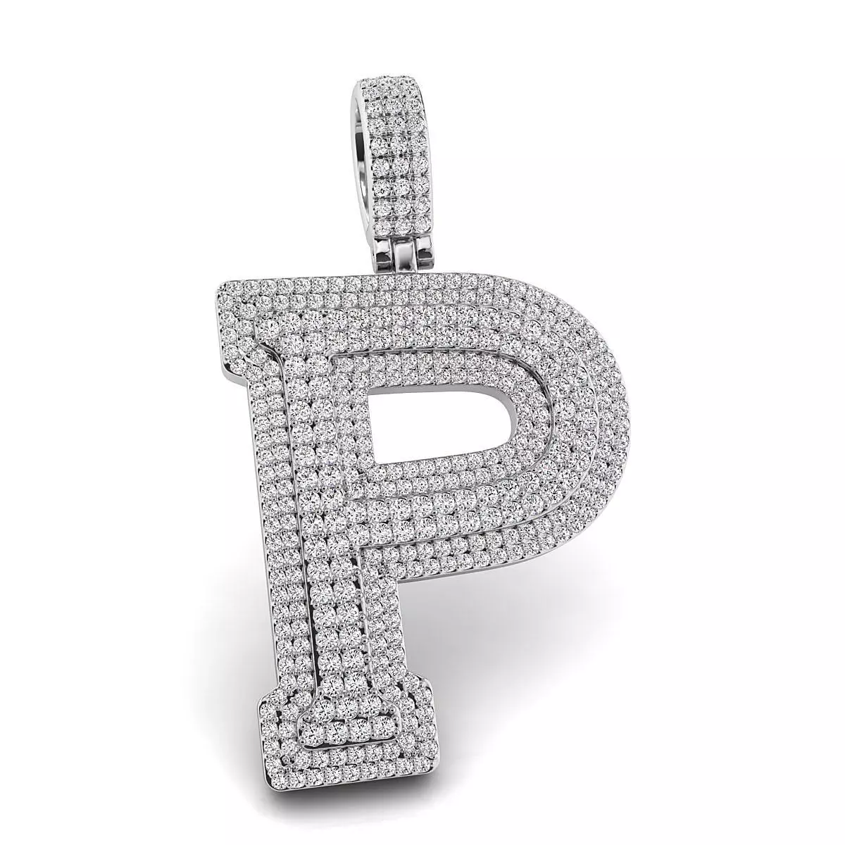 Alphabet Latter P Diamond Pendent 3D print model_0