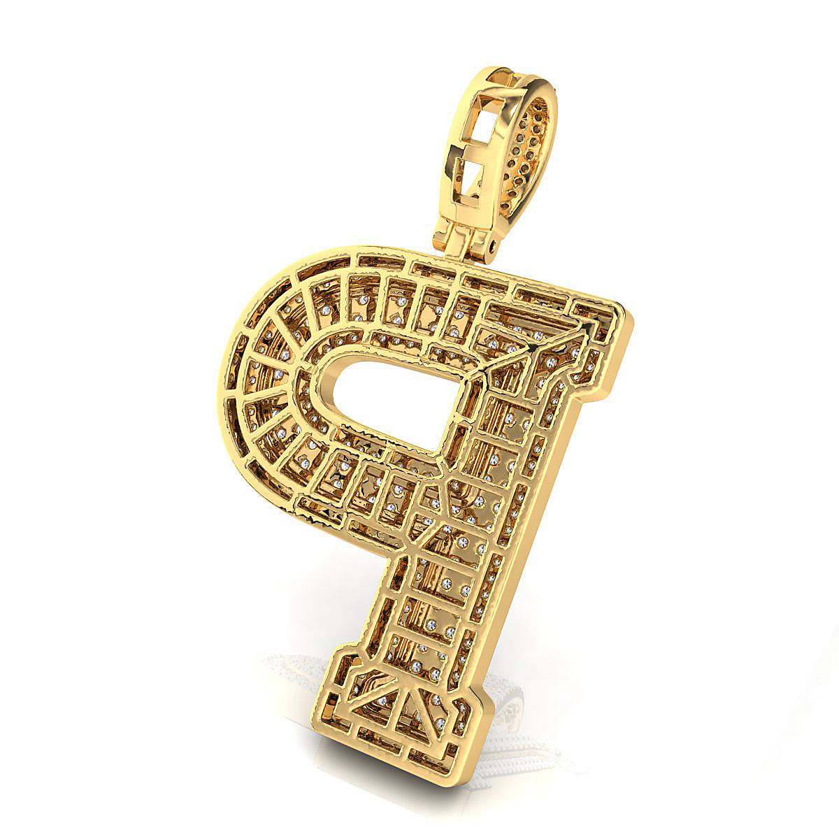 Alphabet Latter P Diamond Pendent 3D print model_12