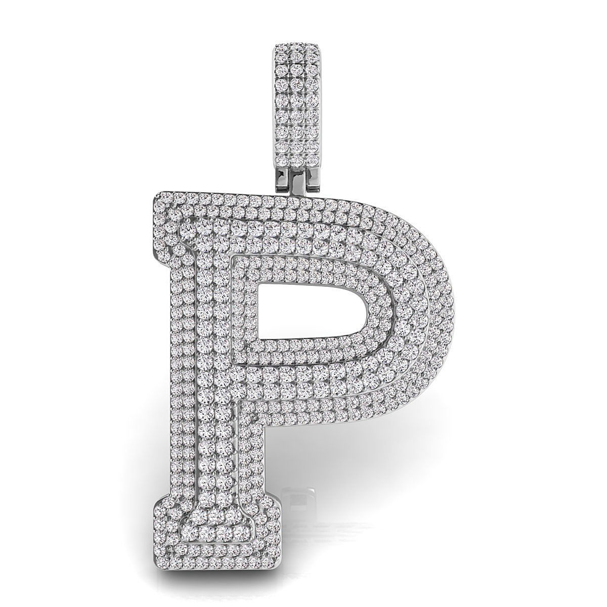 Alphabet Latter P Diamond Pendent 3D print model_4