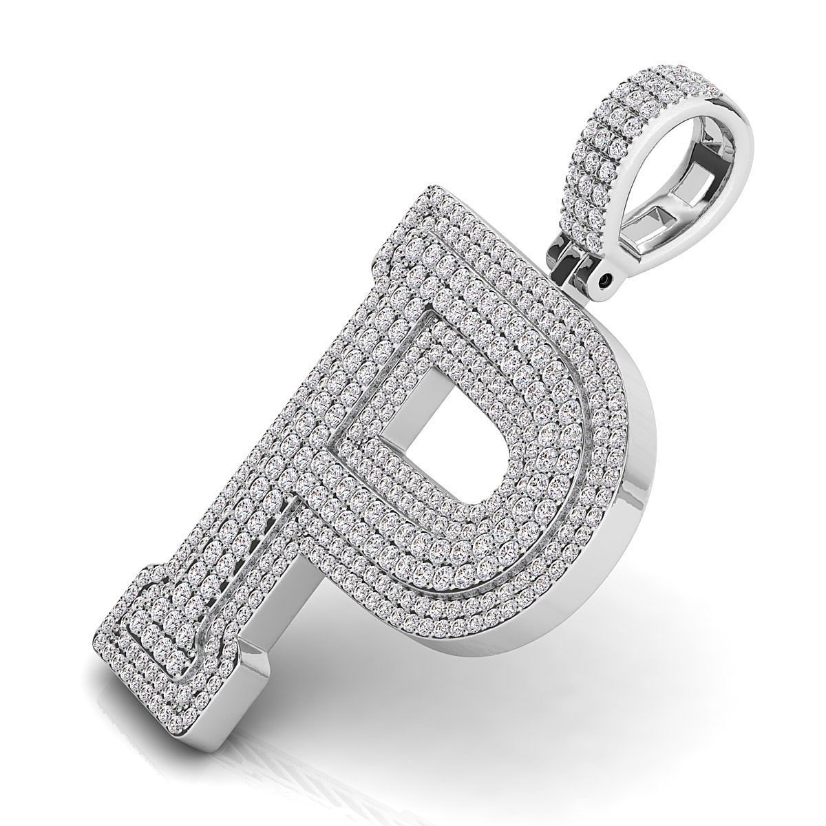 Alphabet Latter P Diamond Pendent 3D print model_7