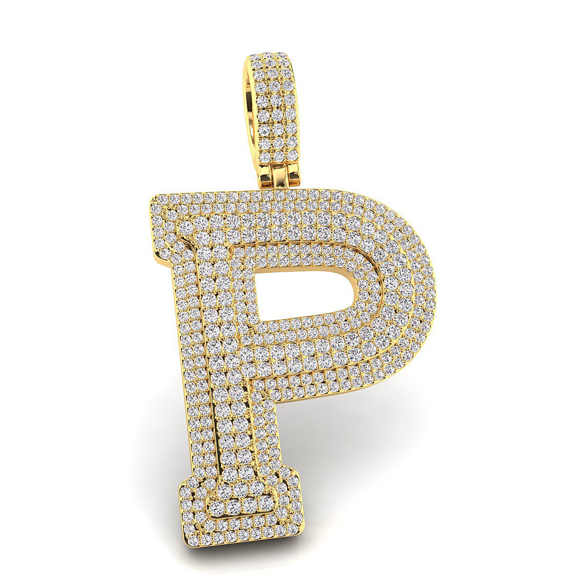 Alphabet Latter P Diamond Pendent 3D print model_2