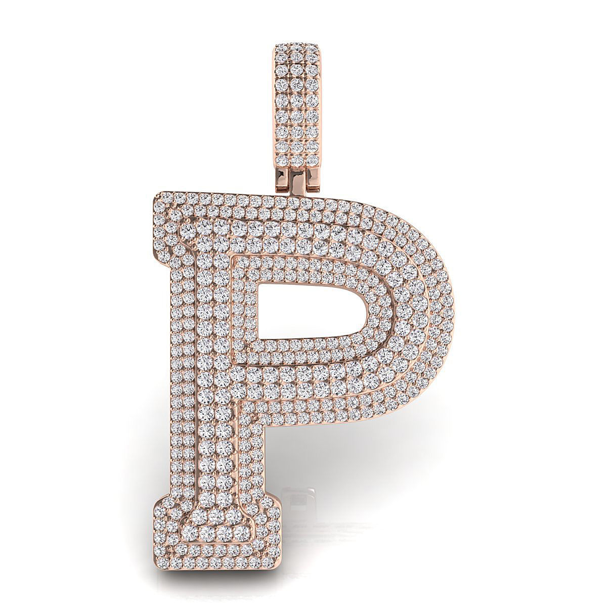 Alphabet Latter P Diamond Pendent 3D print model_5