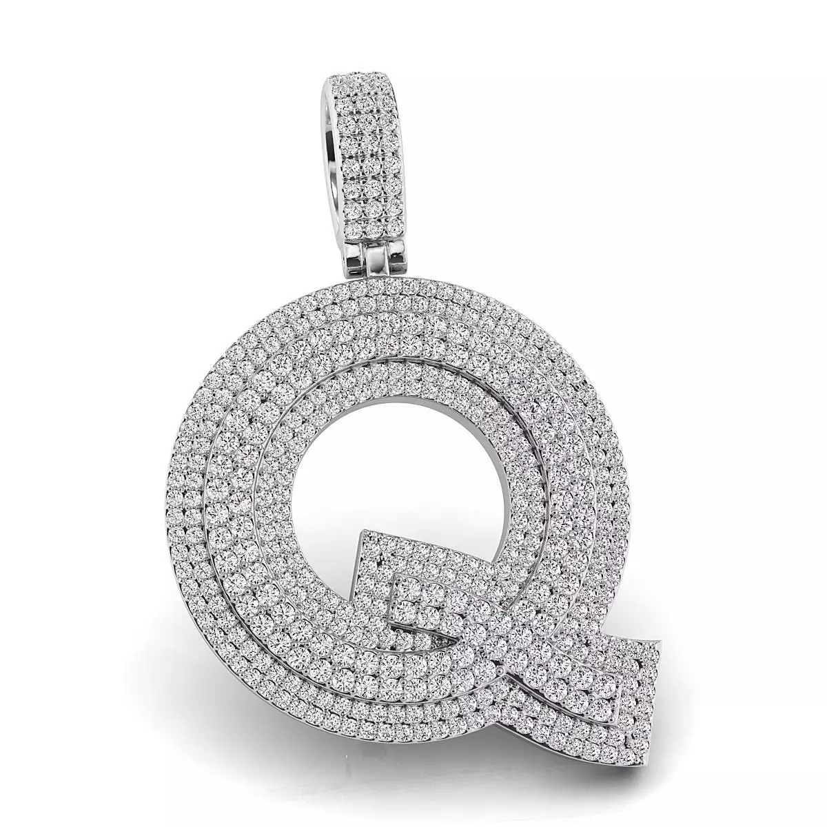 Alphabet Latter Q Diamond Pendent 3D print model_0