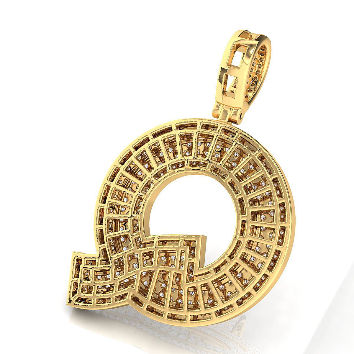 Alphabet Latter Q Diamond Pendent 3D print model_12