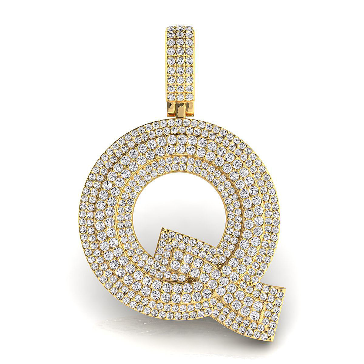 Alphabet Latter Q Diamond Pendent 3D print model_6