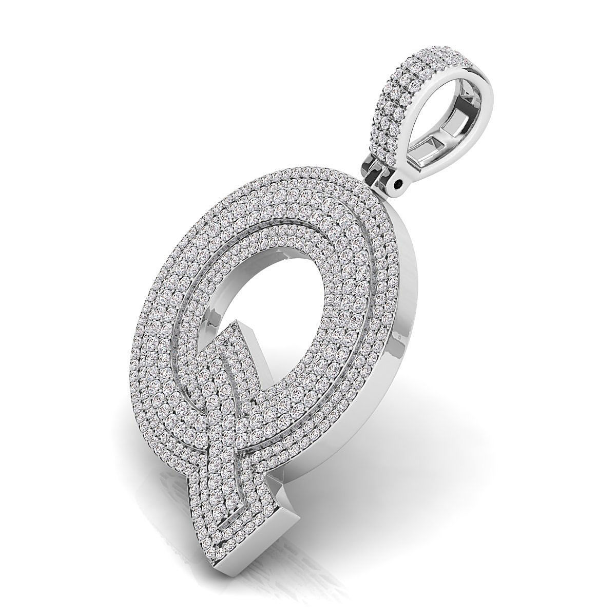 Alphabet Latter Q Diamond Pendent 3D print model_7