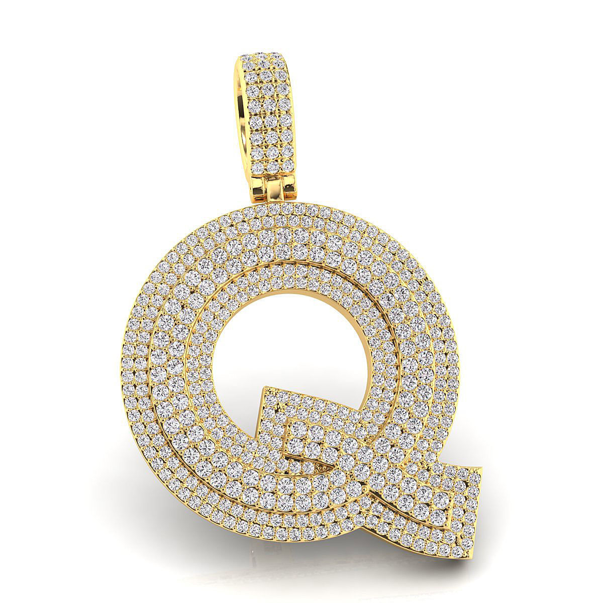 Alphabet Latter Q Diamond Pendent 3D print model_2