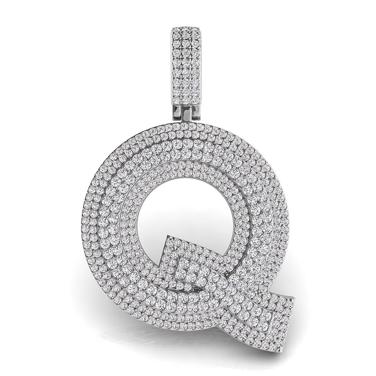 Alphabet Latter Q Diamond Pendent 3D print model_4