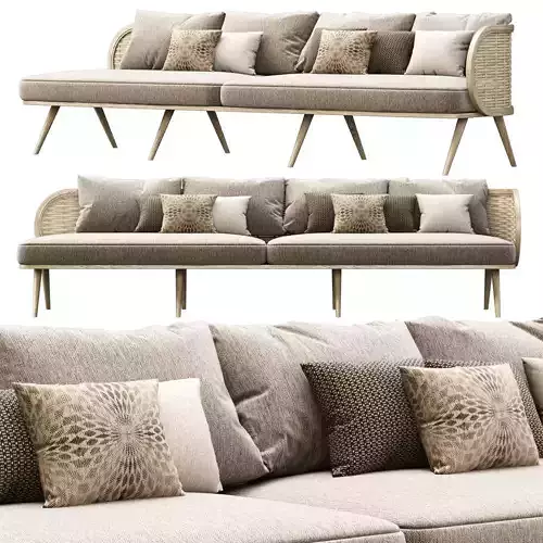 Victoria large wooden rattan sofa FD50 