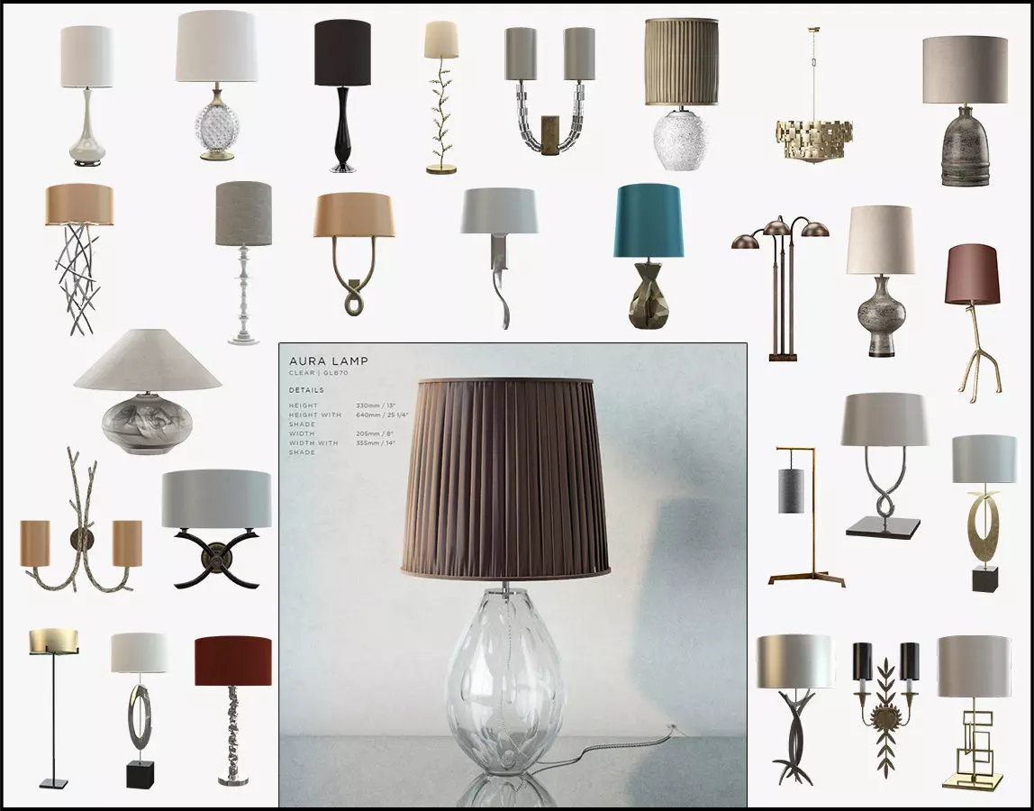 Porta Romana lamps 24 pcs 3D Model Collection_0