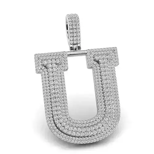 Alphabet Latter U Diamond Pendent