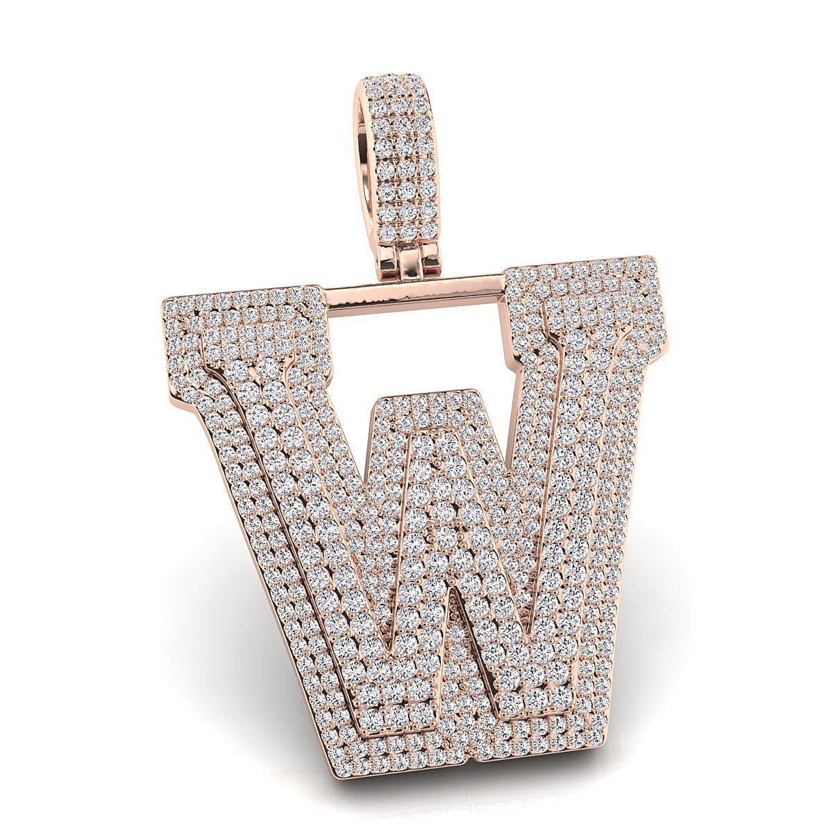 Alphabet Latter W Diamond Pendent 3D print model_1