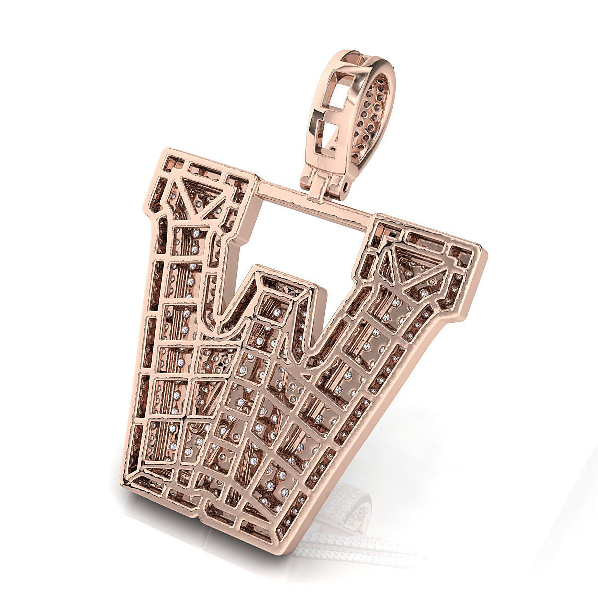 Alphabet Latter W Diamond Pendent 3D print model_11