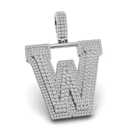 Alphabet Latter W Diamond Pendent