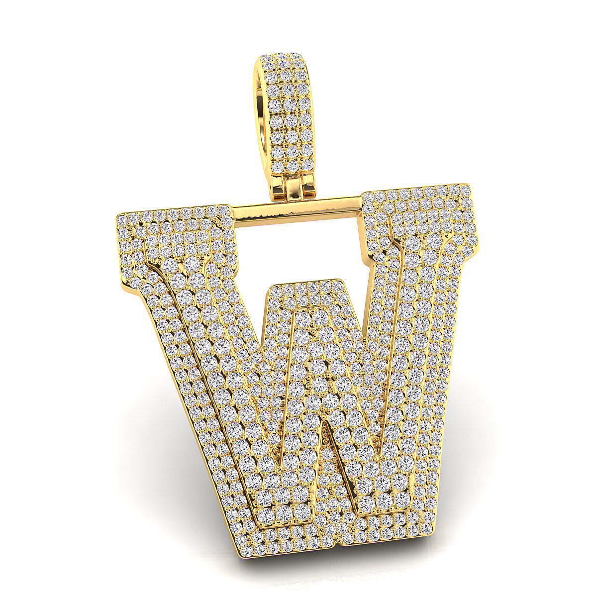 Alphabet Latter W Diamond Pendent 3D print model_2