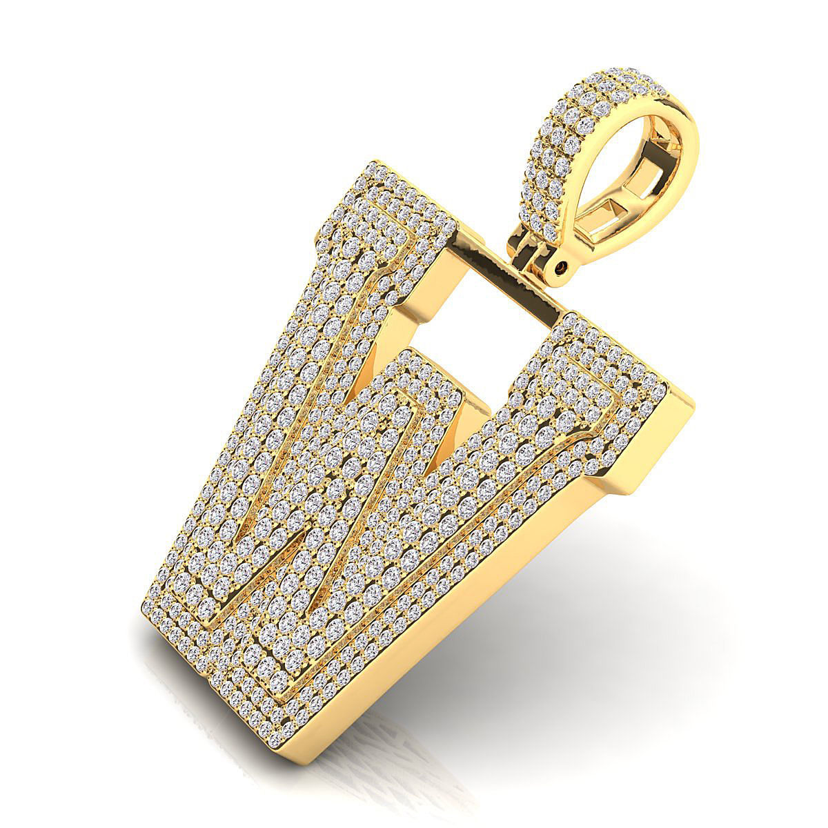 Alphabet Latter W Diamond Pendent 3D print model_9