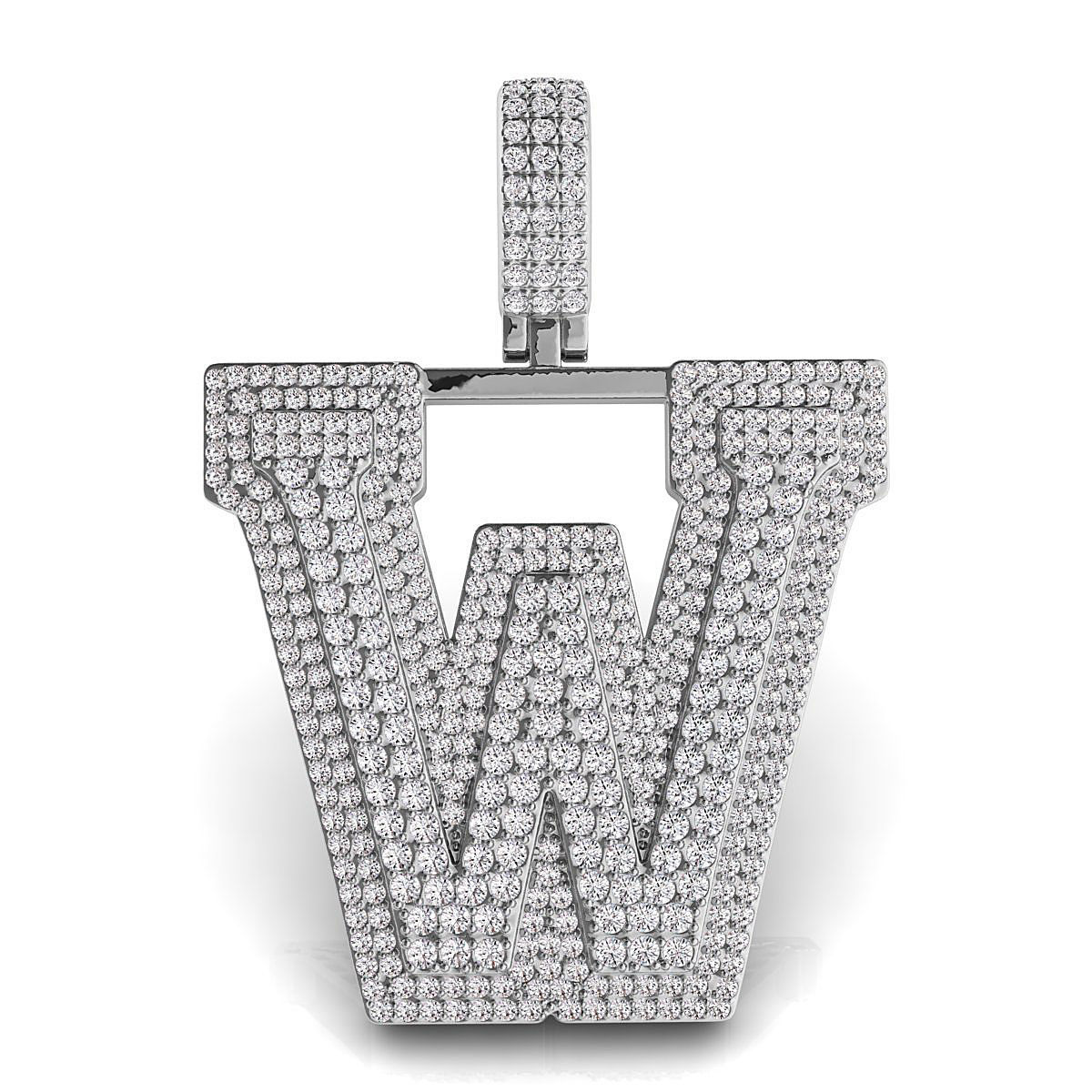 Alphabet Latter W Diamond Pendent 3D print model_4