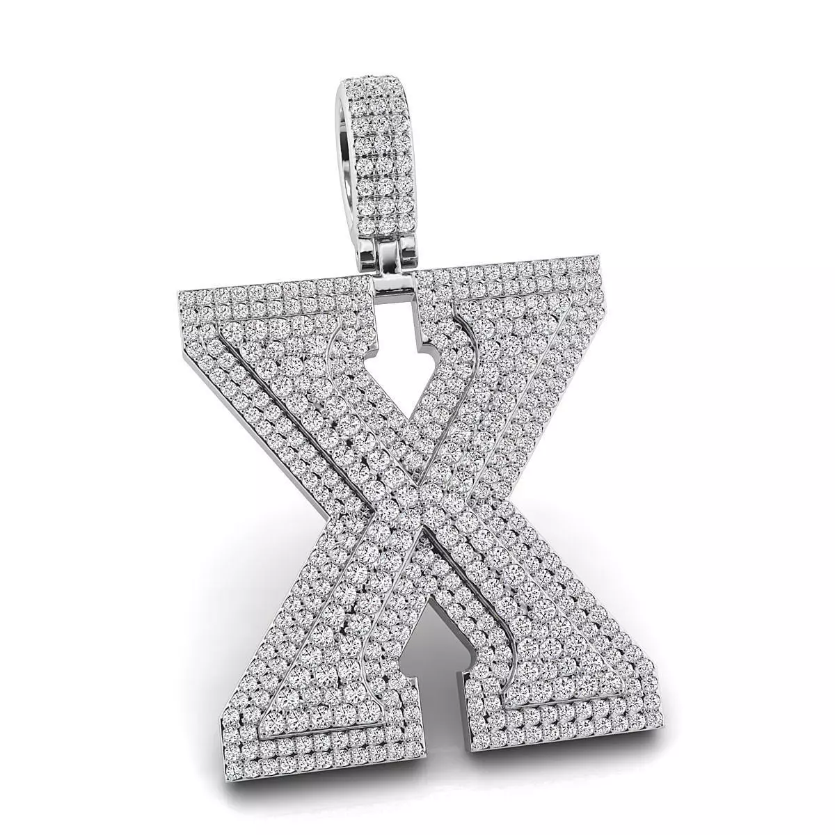 Alphabet Latter X Diamond Pendent 3D print model_0