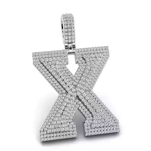 Alphabet Latter X Diamond Pendent