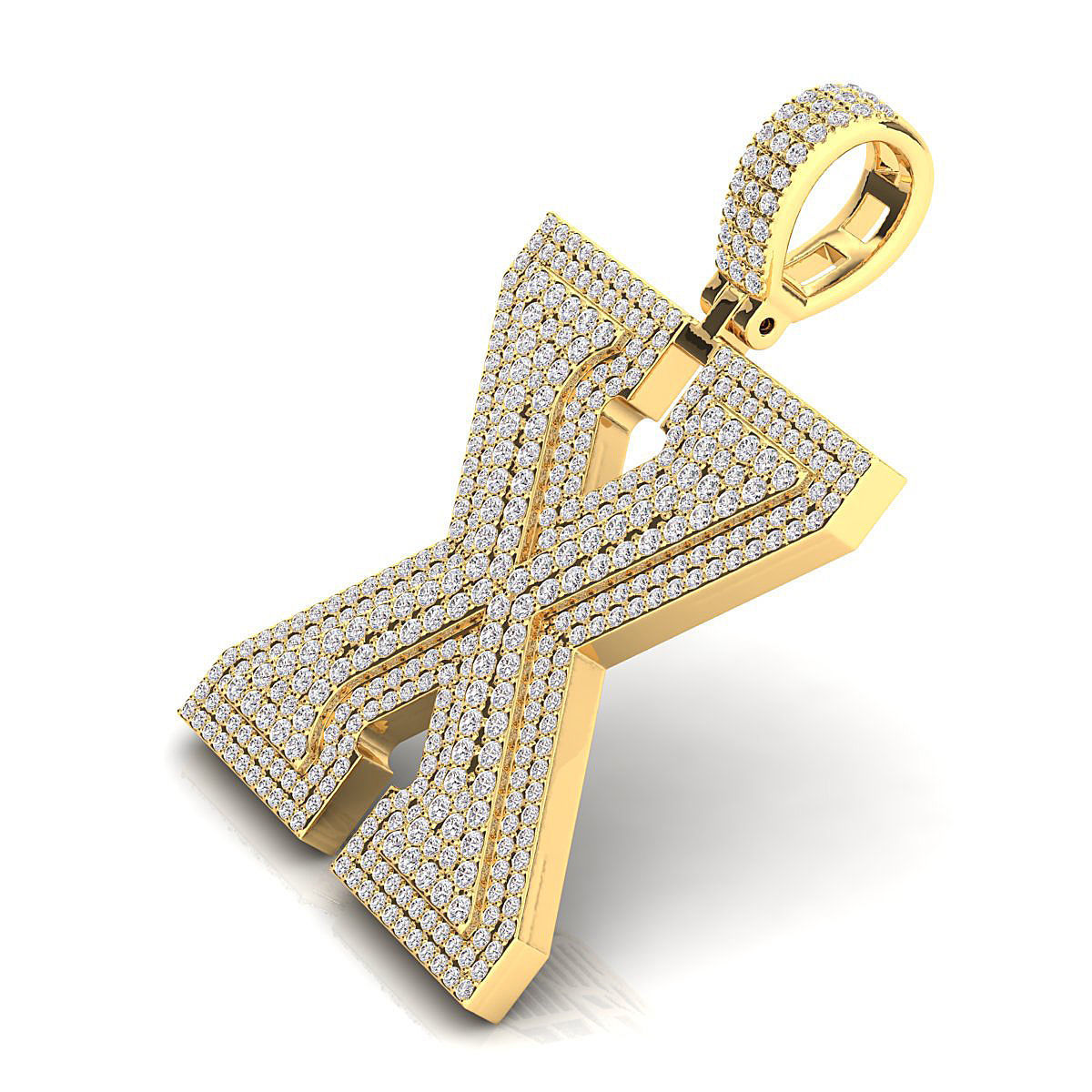 Alphabet Latter X Diamond Pendent 3D print model_9