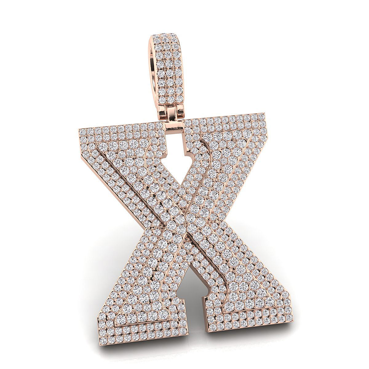 Alphabet Latter X Diamond Pendent 3D print model_1