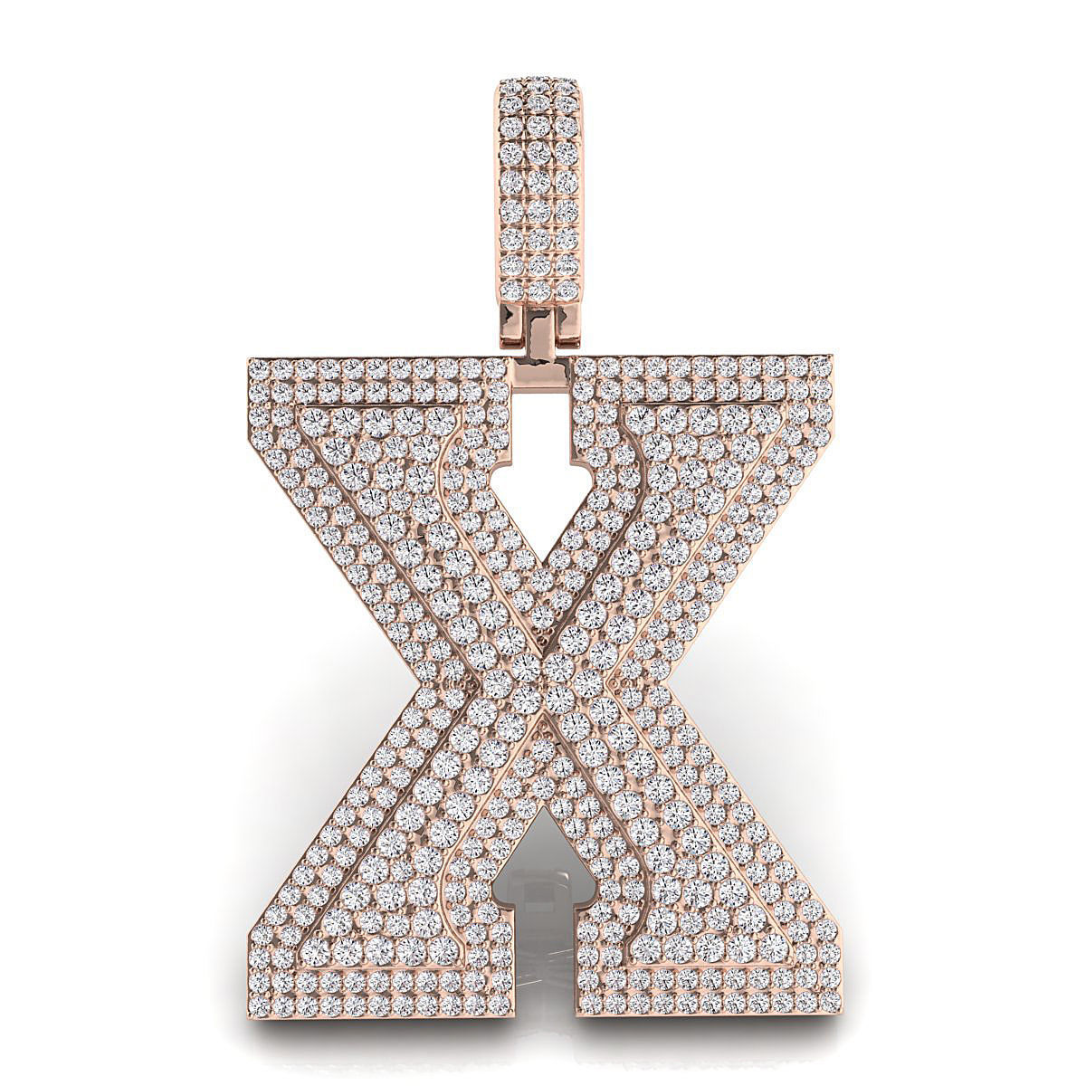 Alphabet Latter X Diamond Pendent 3D print model_5