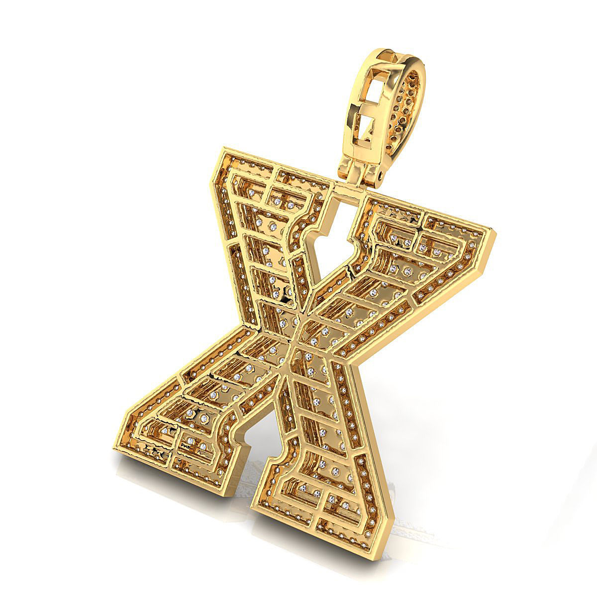 Alphabet Latter X Diamond Pendent 3D print model_12