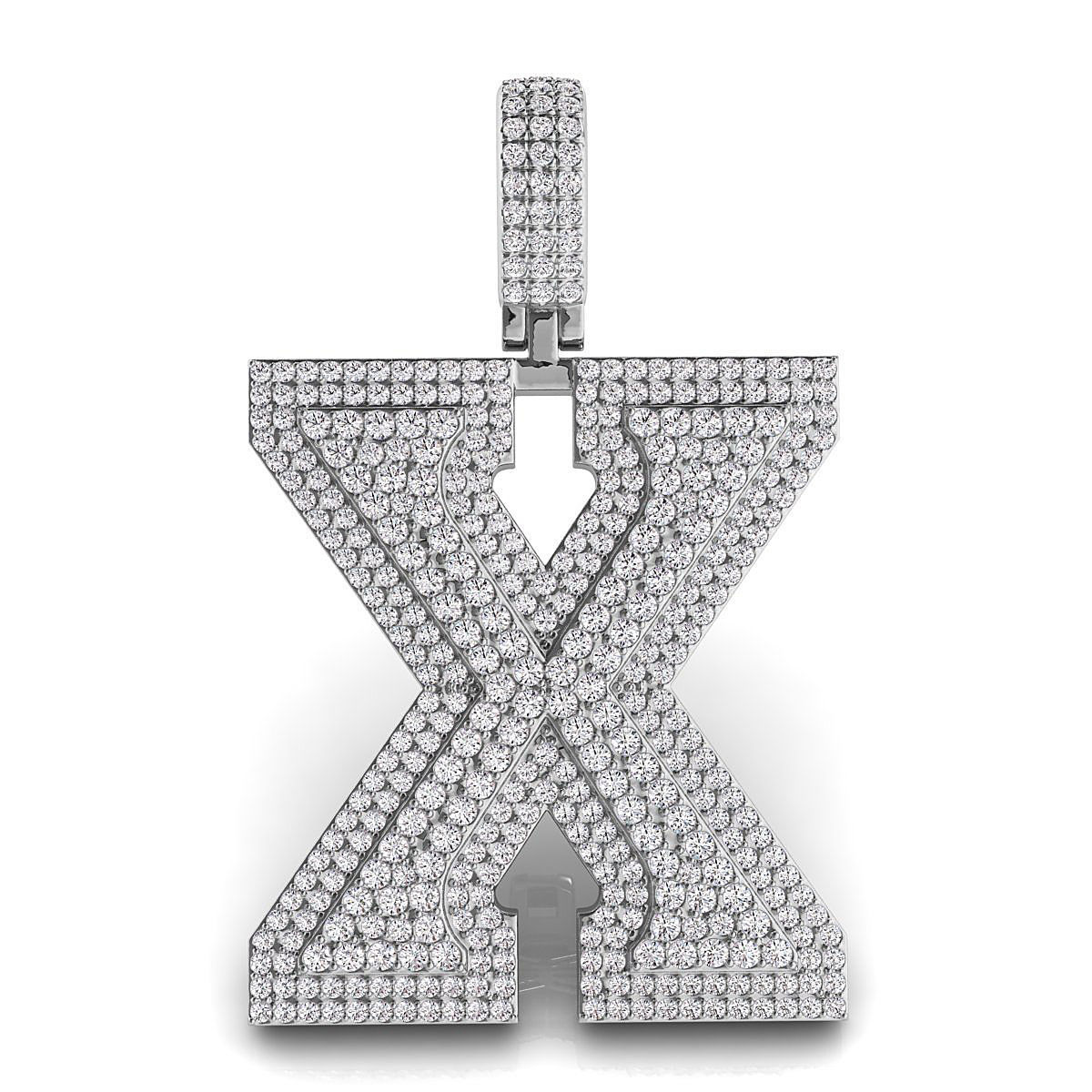 Alphabet Latter X Diamond Pendent 3D print model_4