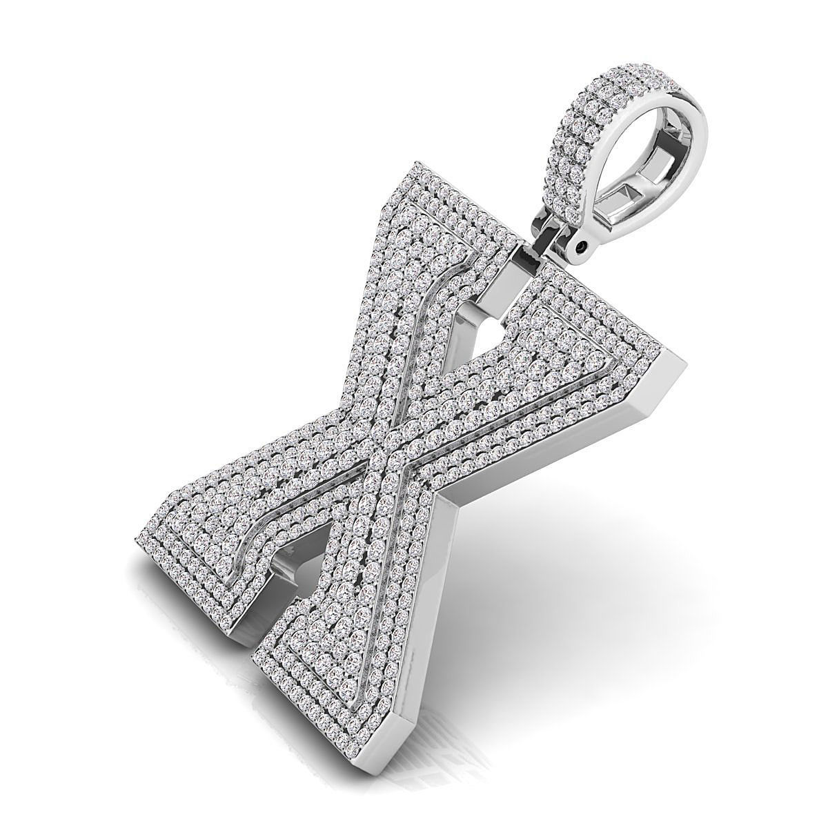Alphabet Latter X Diamond Pendent 3D print model_7