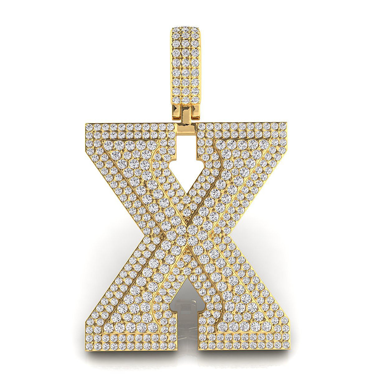 Alphabet Latter X Diamond Pendent 3D print model_6