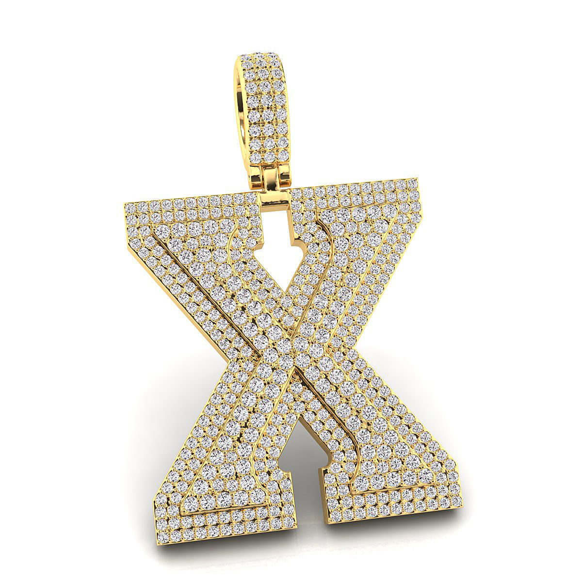 Alphabet Latter X Diamond Pendent 3D print model_2