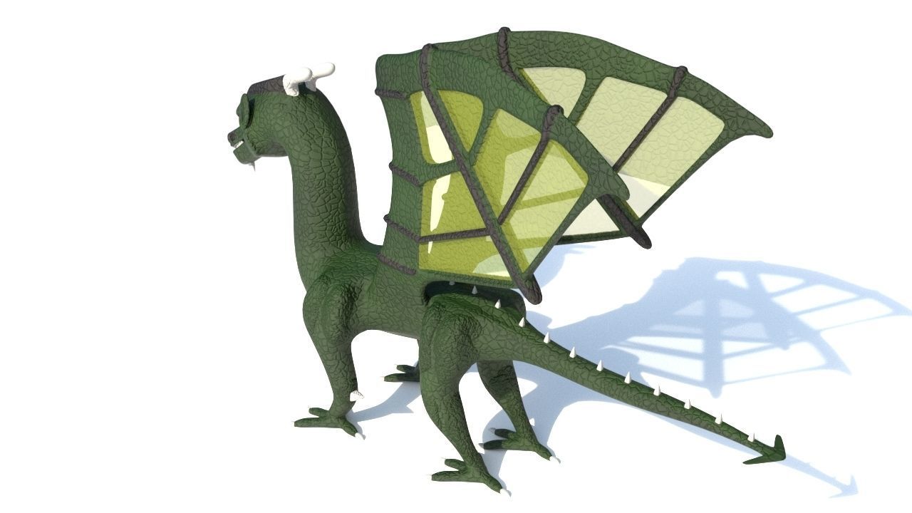 ugly midget green dragon Low-poly 3D model_2