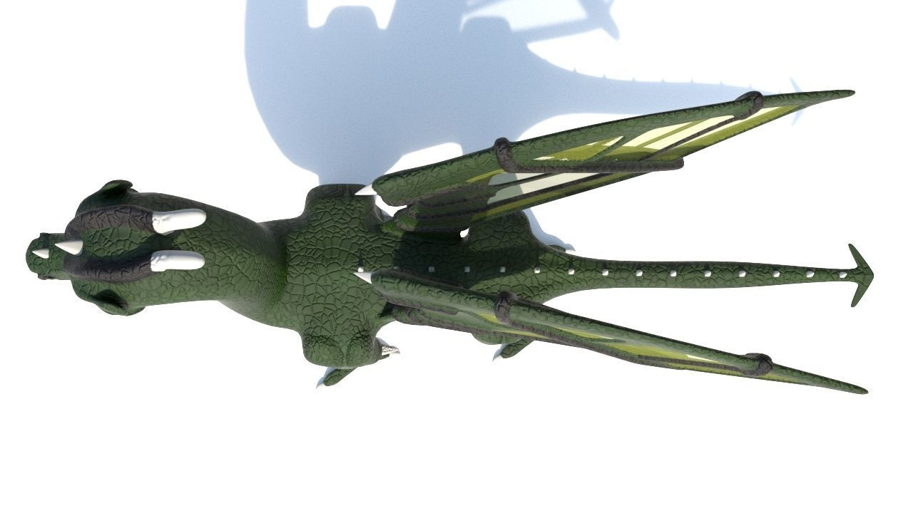 ugly midget green dragon Low-poly 3D model_11